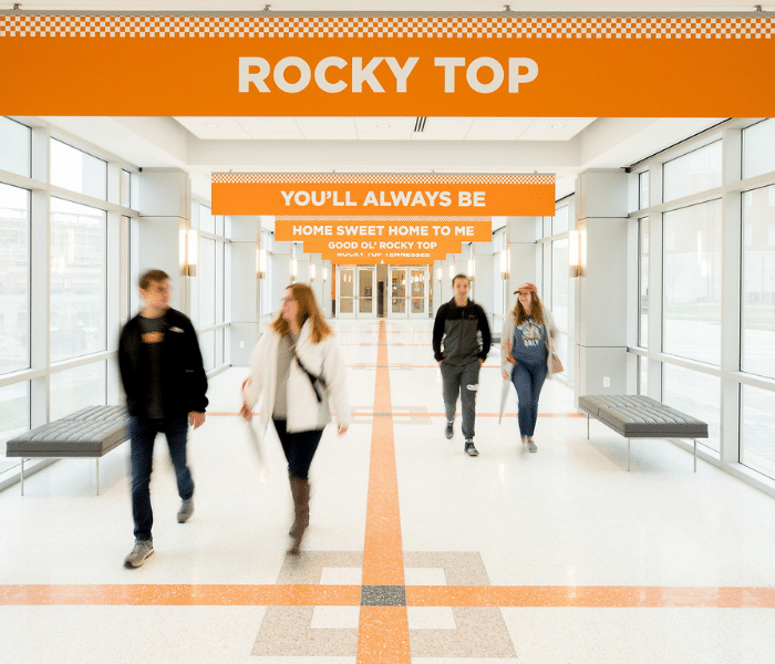 parents and students walking in the Student Union
